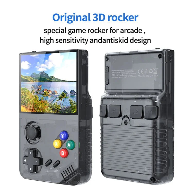 AMPOWN M19 3.5-inch IPS Screen Retro Handheld Game Console 3D Rocker Arcade Gamepad (English Version), with 64G TF Card