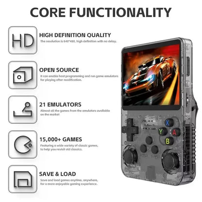 R36s 3.5 inch IPS Screen Handheld Retro Game Console with 64G TF Card