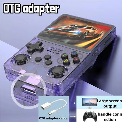 R36s 3.5 inch IPS Screen Handheld Retro Game Console with 64G TF Card