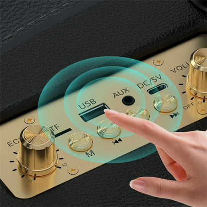 M3201 Home Karaoke Retro Bluetooth Speaker RGB Light Loudspeaker with 2 Microphones