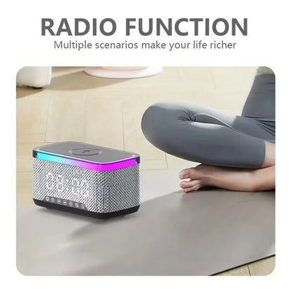 S300 Bluetooth Speaker Digital Alarm Clock 10W Wireless Charger Music Subwoofer with Colorful Light
