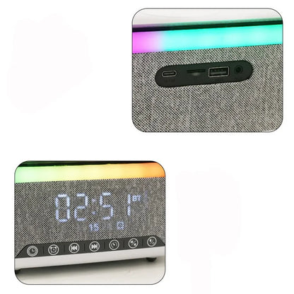 S300 Bluetooth Speaker Digital Alarm Clock 10W Wireless Charger Music Subwoofer with Colorful Light