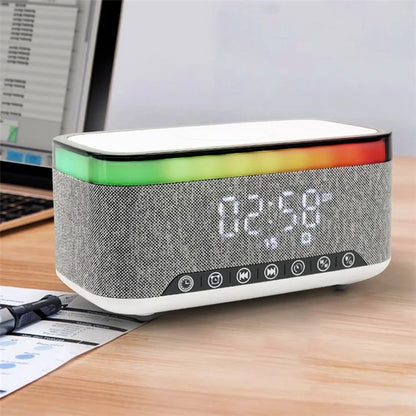 S300 Bluetooth Speaker Digital Alarm Clock 10W Wireless Charger Music Subwoofer with Colorful Light