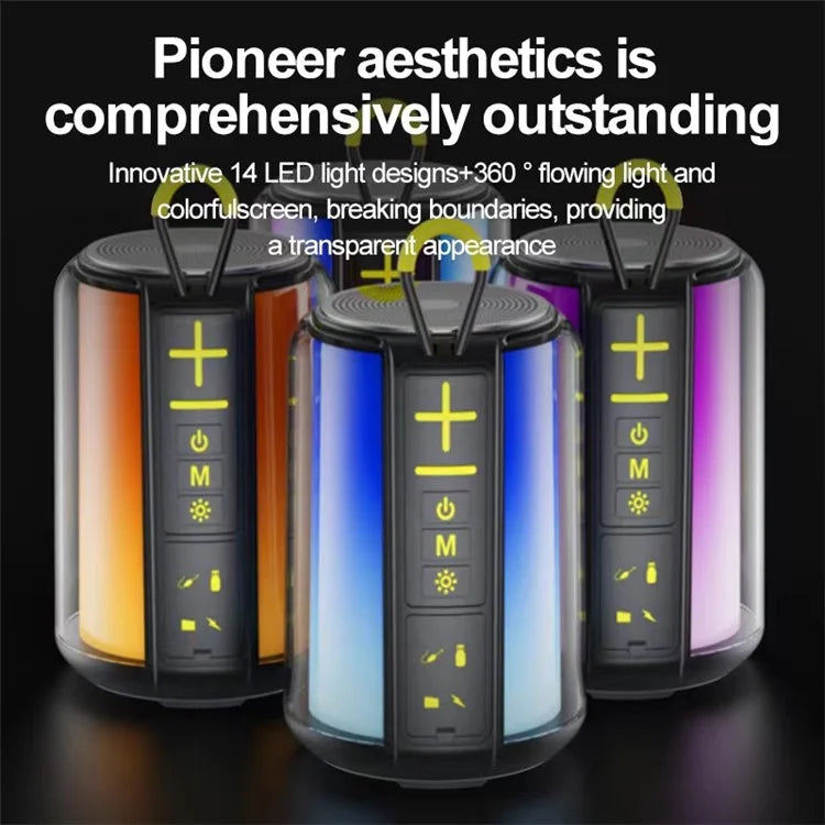 S16 Outdoor Mini TWS Bluetooth Speaker FM Radio Colorful Light Portable Subwoofer