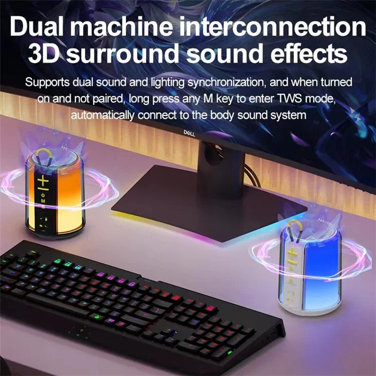 S16 Outdoor Mini TWS Bluetooth Speaker FM Radio Colorful Light Portable Subwoofer