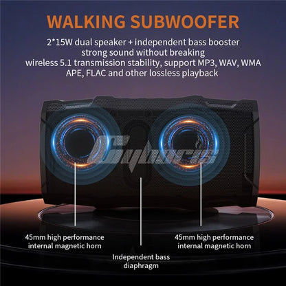 CYBORIS X8 Bluetooth Golf Cart Speaker Waterproof Sound Subwoofer with Lighting and Stand Function