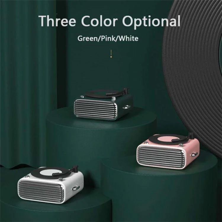 Phonograph Style Mini Bluetooth Speaker Home Bass Sound Subwoofer