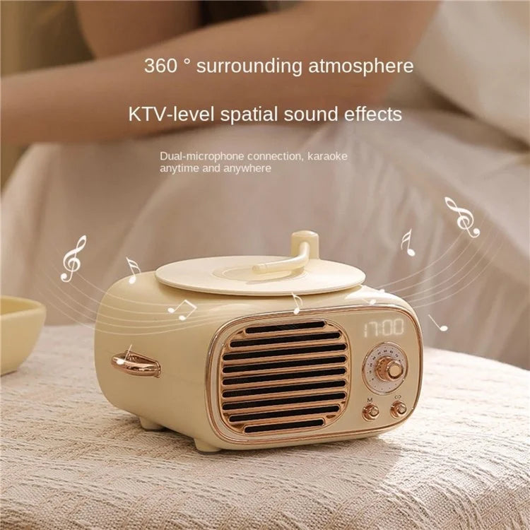 D12 Bluetooth Karaoke Speaker Classic Record Player Style Home Decor (No Microphone Built-In)