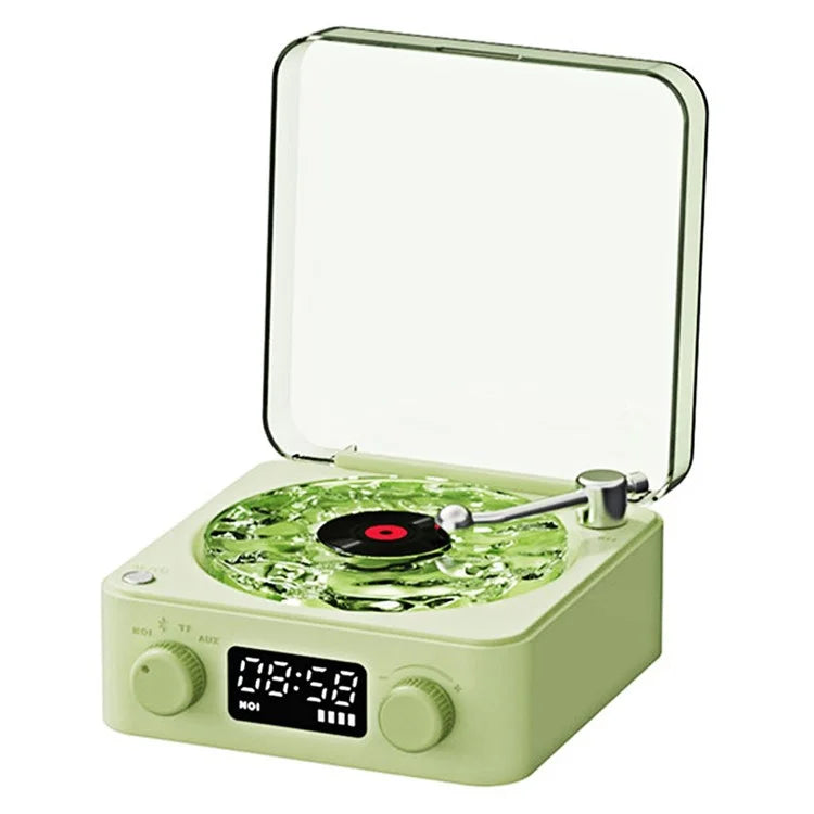 Vinyl Record Player Wireless Bluetooth Speaker Sleep Aid with Clock and Projection Light