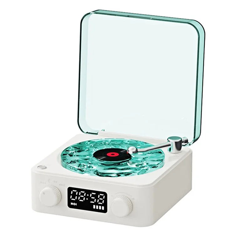 Vinyl Record Player Wireless Bluetooth Speaker Sleep Aid with Clock and Projection Light