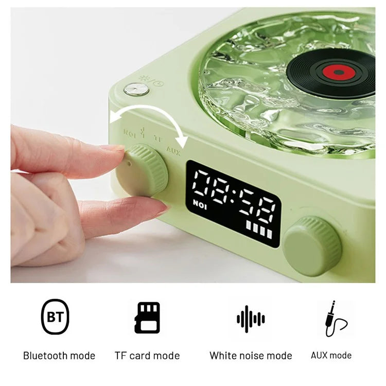 Vinyl Record Player Wireless Bluetooth Speaker Sleep Aid with Clock and Projection Light