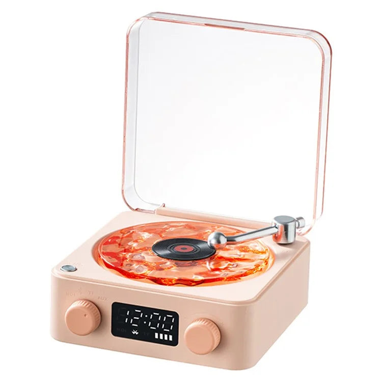 Vinyl Record Player Wireless Bluetooth Speaker Sleep Aid with Clock and Projection Light