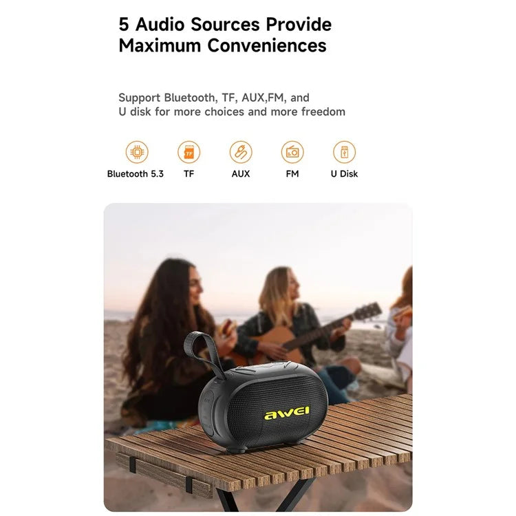 AWEI KA1 Bluetooth Speaker with RGB Light Surround Sound Waterproof Subwoofer