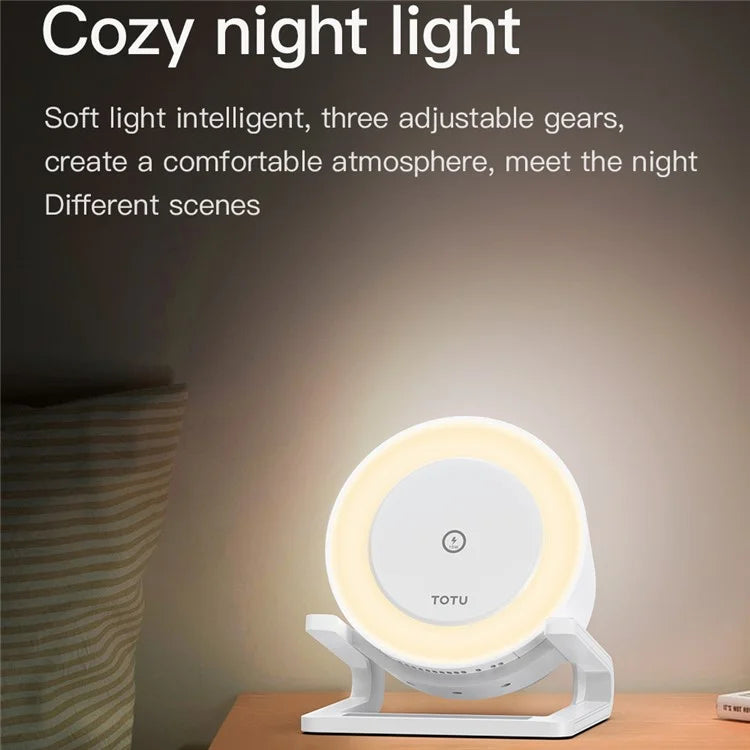 TOTU M6064Q 4 in 1 15W Wireless Charger Phone Holder Bluetooth Speaker with Night Light
