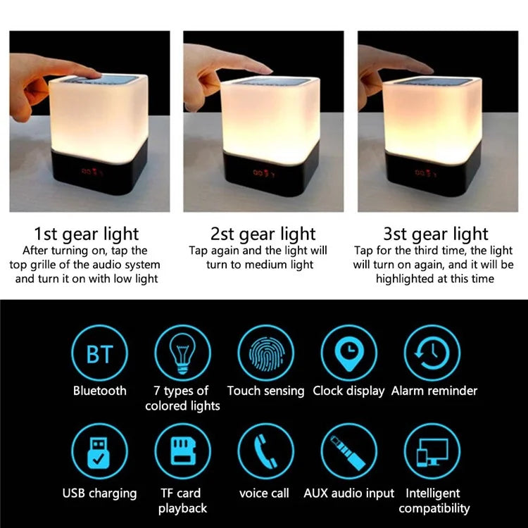 Bluetooth Audio Speaker HiFi Portable Mini Speaker Subwoofer Support Touch Control Lights / TF Card