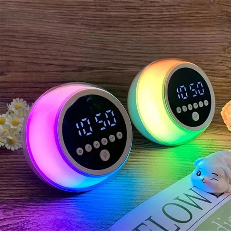 P12 Alarm Clock Portable Bluetooth Speaker Dimmable LED Light FM Radio with Timer Function