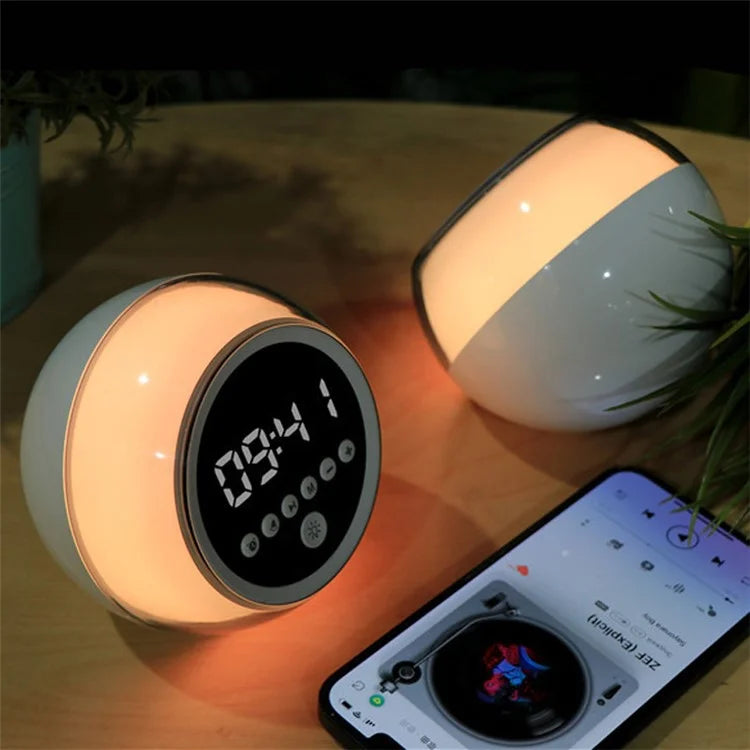 P12 Alarm Clock Portable Bluetooth Speaker Dimmable LED Light FM Radio with Timer Function