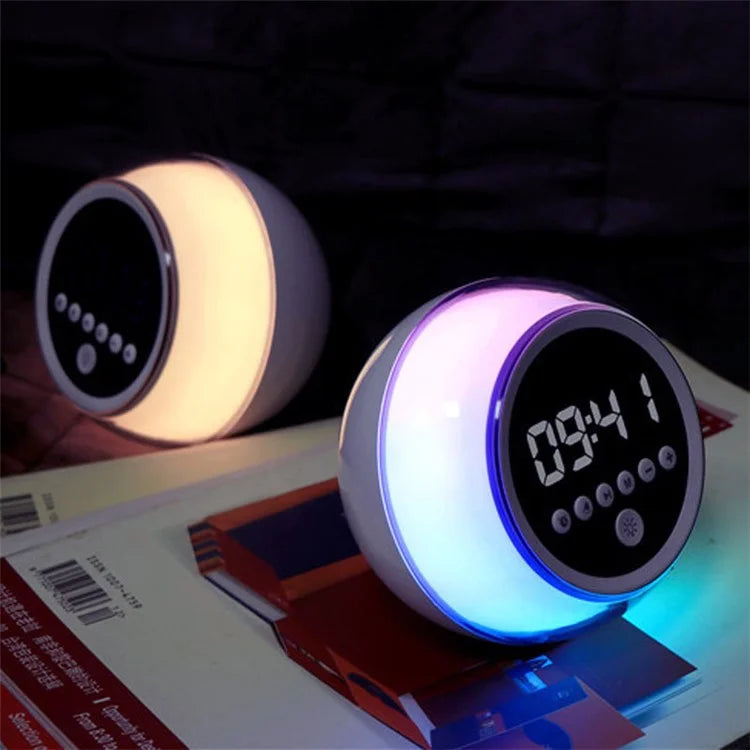 P12 Alarm Clock Portable Bluetooth Speaker Dimmable LED Light FM Radio with Timer Function