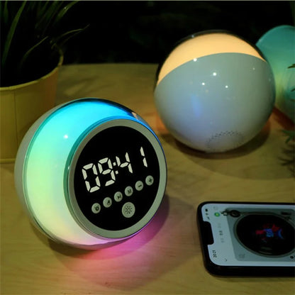 P12 Alarm Clock Portable Bluetooth Speaker Dimmable LED Light FM Radio with Timer Function