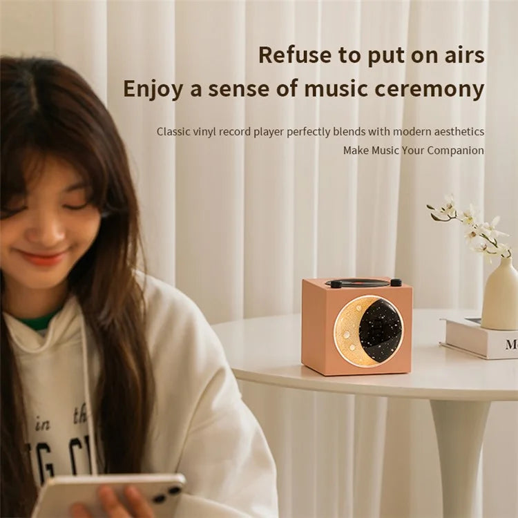 T20 Half Moon Black Gel Atomic Record Player Retro Bluetooth Speaker Desktop Subwoofer