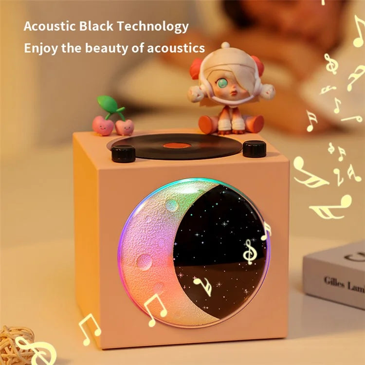 T20 Half Moon Black Gel Atomic Record Player Retro Bluetooth Speaker Desktop Subwoofer