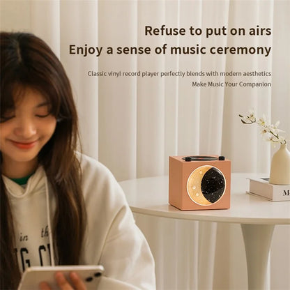 T20 Half Moon Black Gel Atomic Record Player Retro Bluetooth Speaker Desktop Subwoofer