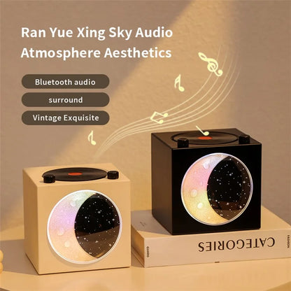 T20 Half Moon Black Gel Atomic Record Player Retro Bluetooth Speaker Desktop Subwoofer