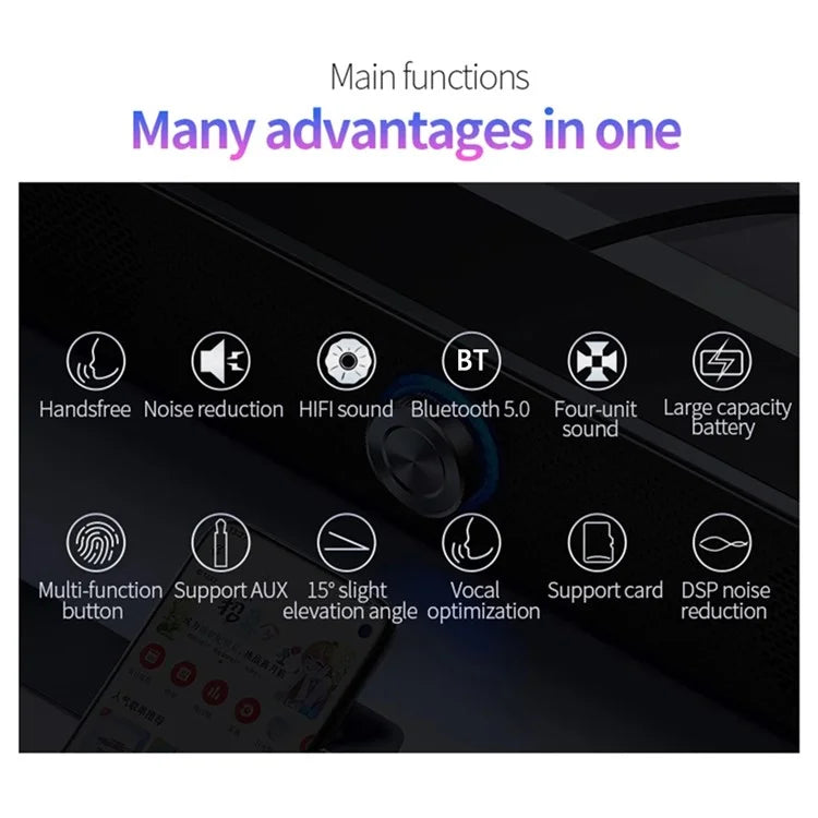 YINDIAO A36 ABS Desktop Bluetooth Speaker Soundbar HiFi Computer Laptop Loudspeaker