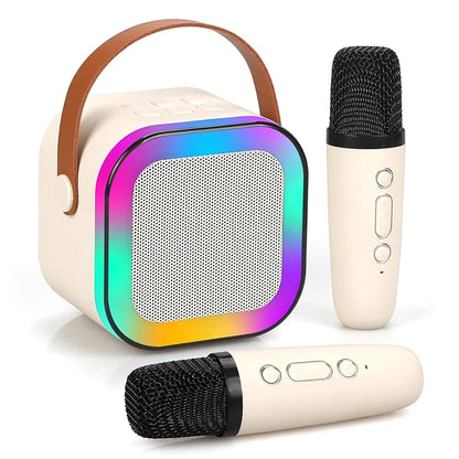 KINYO K12 English Version Karaoke KTV Machine LED Lighting Bluetooth Speaker with 2 Wireless Microphones