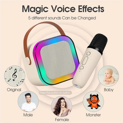 KINYO K12 English Version Karaoke KTV Machine LED Lighting Bluetooth Speaker with 2 Wireless Microphones
