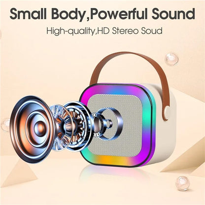 KINYO K12 English Version Karaoke KTV Machine LED Lighting Bluetooth Speaker with 2 Wireless Microphones