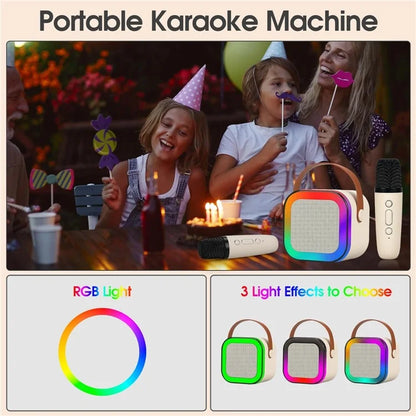KINYO K12 English Version Karaoke KTV Machine LED Lighting Bluetooth Speaker with 2 Wireless Microphones