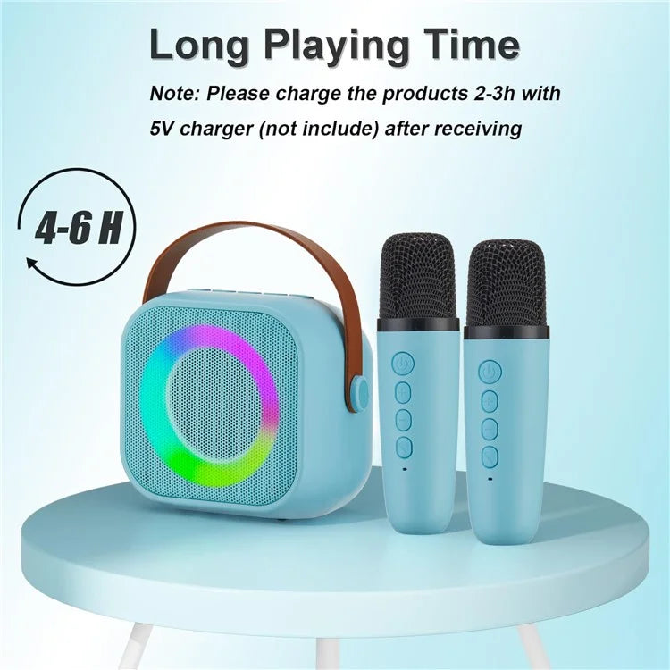 K29 Bluetooth Speaker Portable Home Karaoke Machine with 2 Wireless Microphones Set