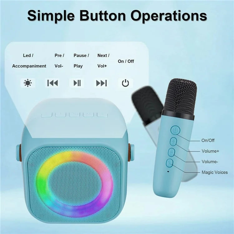 K29 Bluetooth Speaker Portable Home Karaoke Machine with 2 Wireless Microphones Set