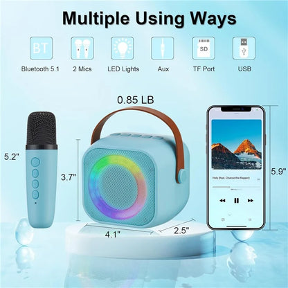K29 Bluetooth Speaker Portable Home Karaoke Machine with 2 Wireless Microphones Set