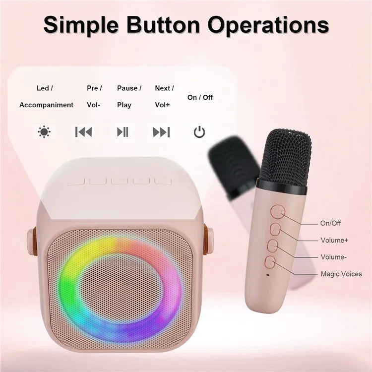 K29 Bluetooth Speaker Portable Home Karaoke Machine with 2 Wireless Microphones Set