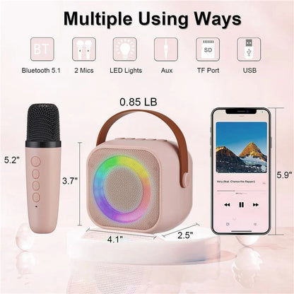 K29 Bluetooth Speaker Portable Home Karaoke Machine with 2 Wireless Microphones Set