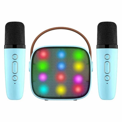K1 Colorful Lighting Bluetooth Speaker Mini Karaoke Machine with 2 Microphones