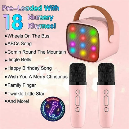 K1 Colorful Lighting Bluetooth Speaker Mini Karaoke Machine with 2 Microphones