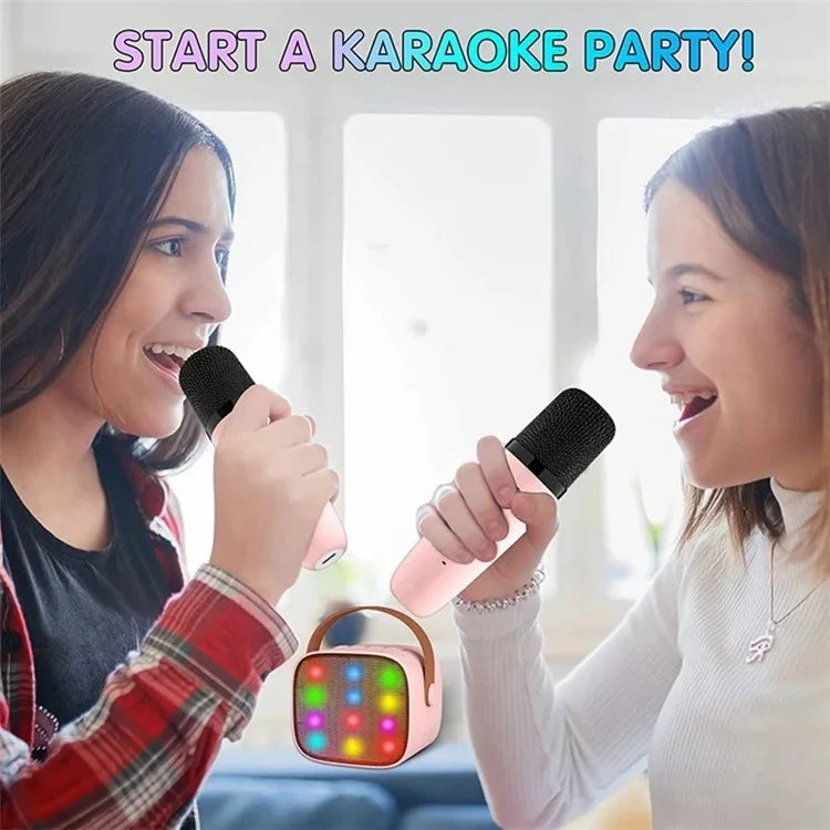 K1 Colorful Lighting Bluetooth Speaker Mini Karaoke Machine with 2 Microphones