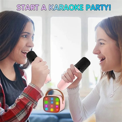 K1 Colorful Lighting Bluetooth Speaker Mini Karaoke Machine with 2 Microphones