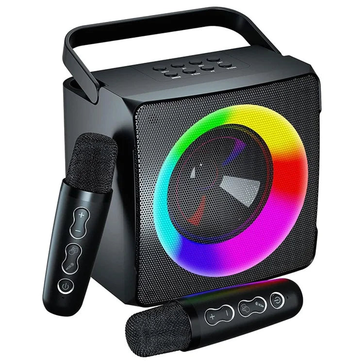 SD-508 Portable Karaoke Machine + 2 Wireless Microphones Bluetooth Speaker with Party Lights