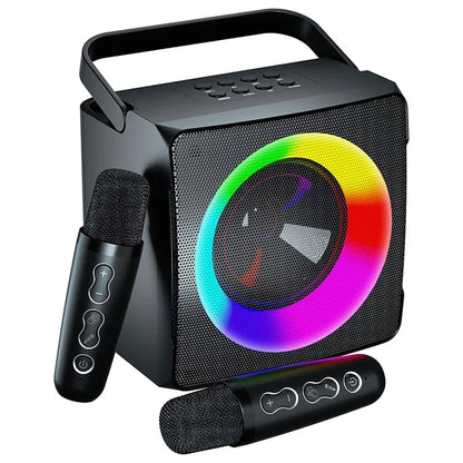 SD-508 Portable Karaoke Machine + 2 Wireless Microphones Bluetooth Speaker with Party Lights