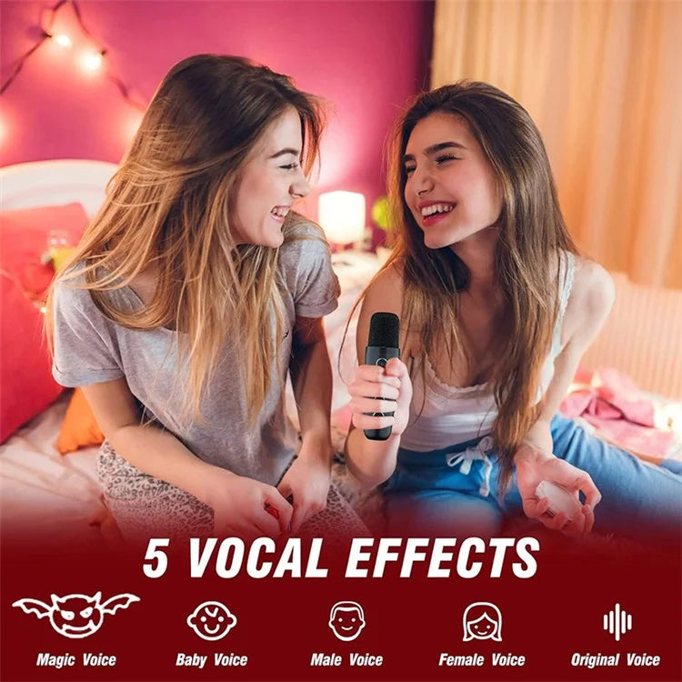 SD-508 Portable Karaoke Machine + 2 Wireless Microphones Bluetooth Speaker with Party Lights