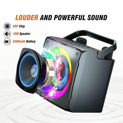 SD-508 Portable Karaoke Machine + 2 Wireless Microphones Bluetooth Speaker with Party Lights