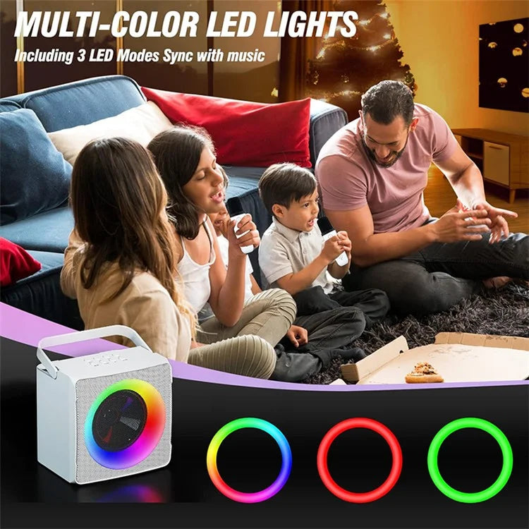 SD-508 Portable Karaoke Machine + 2 Wireless Microphones Bluetooth Speaker with Party Lights
