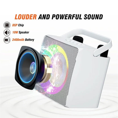 SD-508 Portable Karaoke Machine + 2 Wireless Microphones Bluetooth Speaker with Party Lights