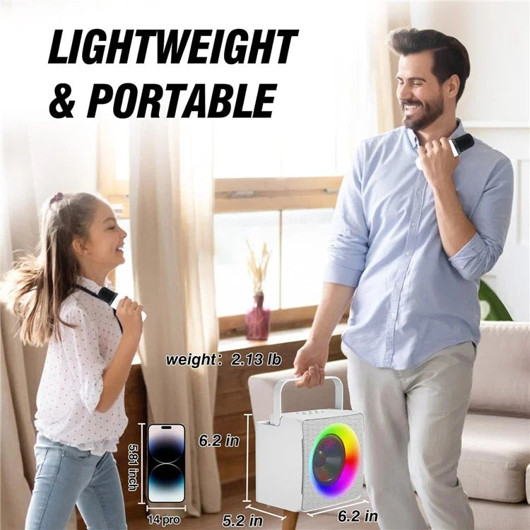 SD-508 Portable Karaoke Machine + 2 Wireless Microphones Bluetooth Speaker with Party Lights
