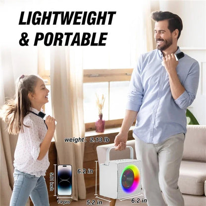 SD-508 Portable Karaoke Machine + 2 Wireless Microphones Bluetooth Speaker with Party Lights