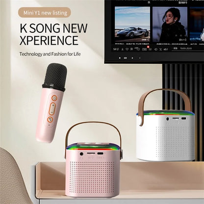 Y1 Mini Portable Bluetooth Speaker Outdoor Indoor Karaoke Machine with 1 Microphone